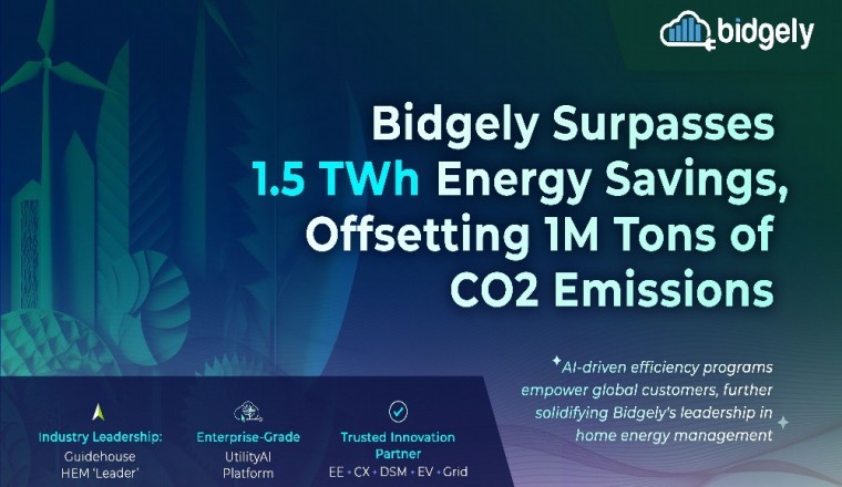 Bidgely Surpasses 1.5 TWh of Energy Savings, Offsetting 1M Tons of CO2 Emissions