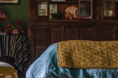Pattern-Filled Green Bedroom